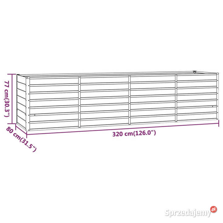 Podwyższona donica rdzawa 320x80x77 stal Warszawa
