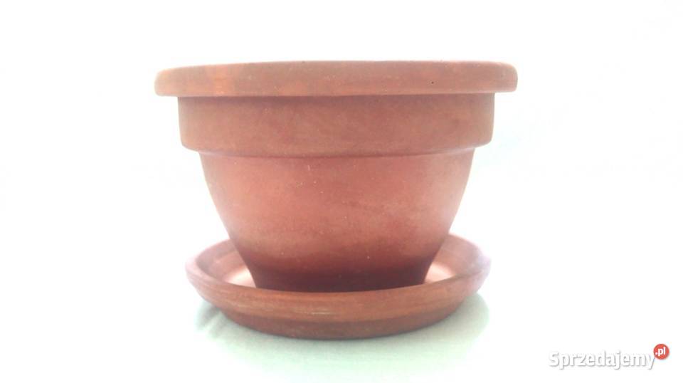 Doniczka brąz Podstawka glina Gładka stan Donice Białystok