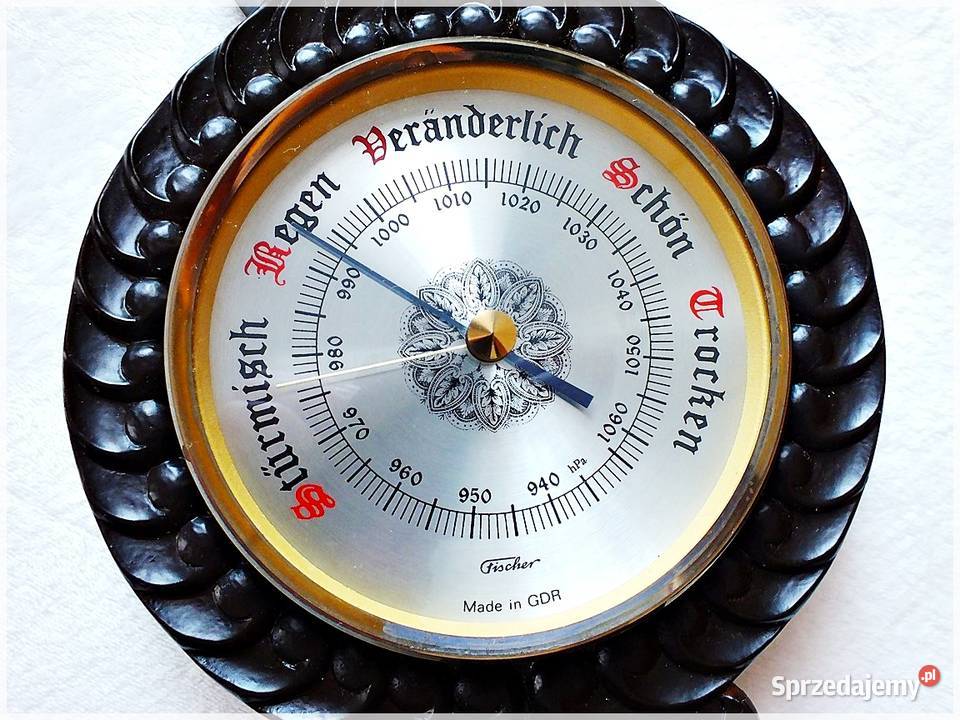 Duży stary Barometr Fischer GDR Stacja pogodowa lubuskie Żary