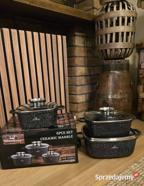Garnki brytfanki marmurkowe 3 czarne zachodniopomorskie Szczecin