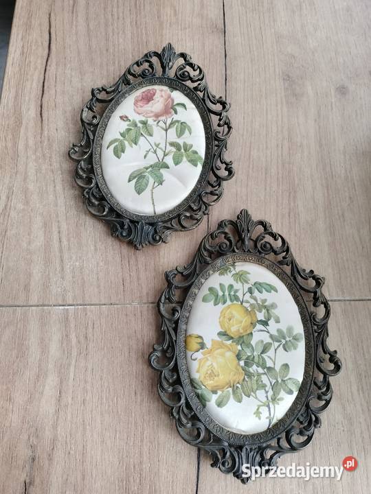 Dwie piękne metalowe ramki obrazki z różami zachodniopomorskie Choszczno