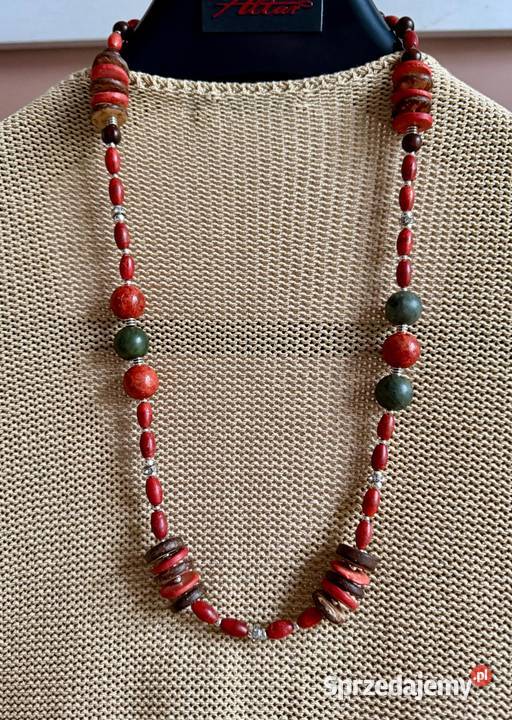 Naszyjnik z korala w stylu BOHO 74 rękodzieło Legnica sprzedam