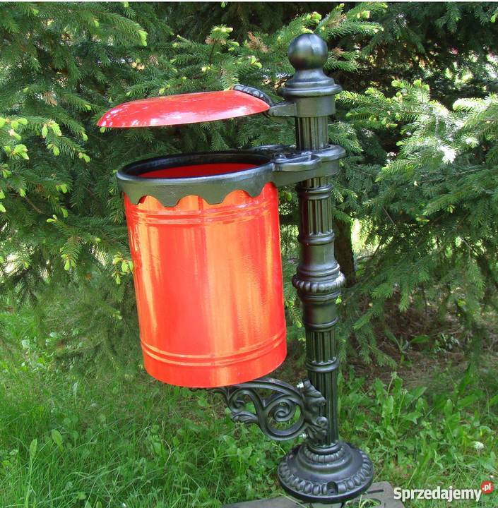 Kosz uliczny miejski parkowy żeliwny producent Gołdap