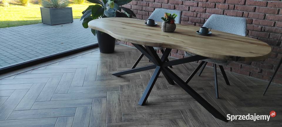 stół dębowy lity unikatowy kształt 200x100 Zimnowoda