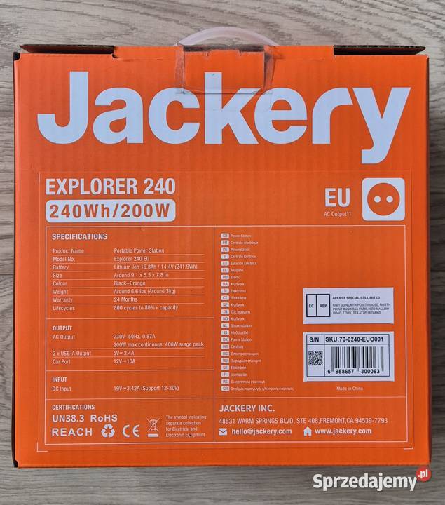 Jackery explorer 240EU stacja zasilania bank Wrocław