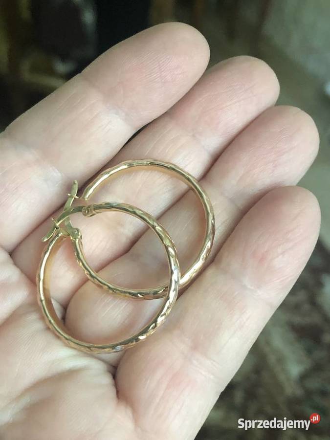 Złote kolczyki koła 585 Tarnowo Podgórne sprzedam