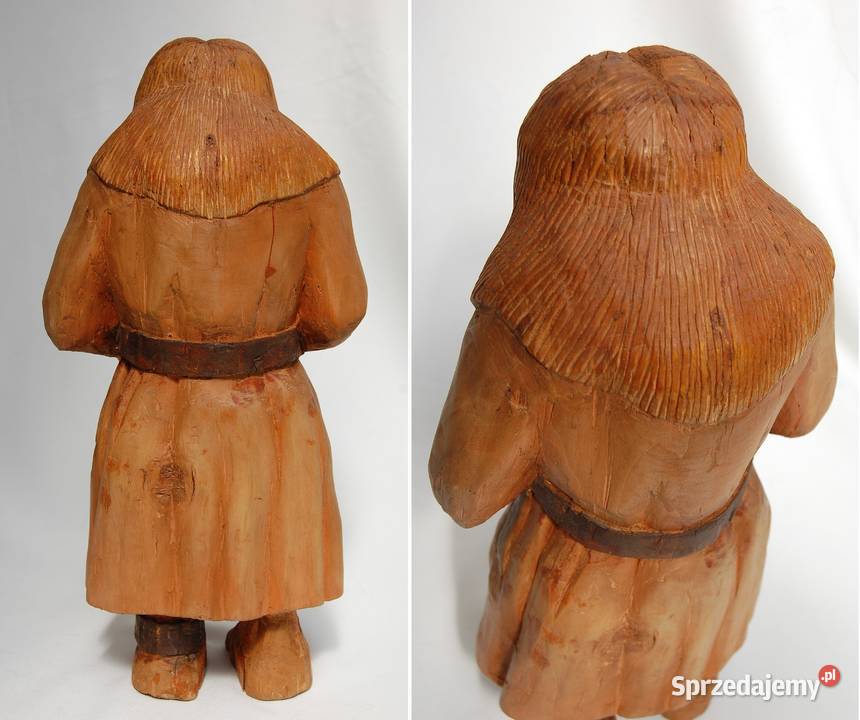 Dziad z kulą u nogi rzeźba ludowa drewniana Lublin