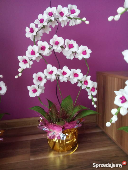 Kwiaty z bibuły storczyk Kadzidło