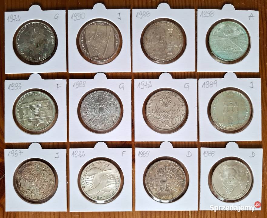 Zestaw Monet Ag 10 DM x 12 zestaw 3 Gliwice