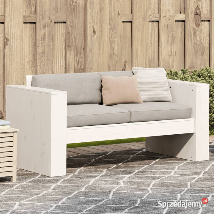 Sofa ogrodowa 2osobowa biała 134x60x62 drewno