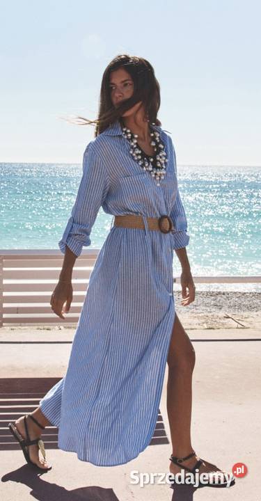 Sukienka długa maxi Zara M L len wiskoza nowa Warszawa