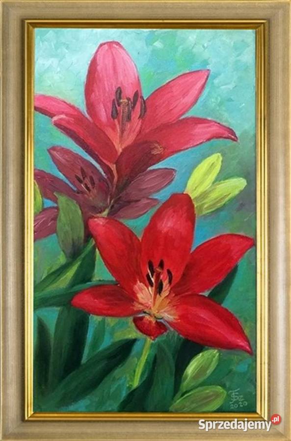 Obraz olejny Czerwone lilie Lublin