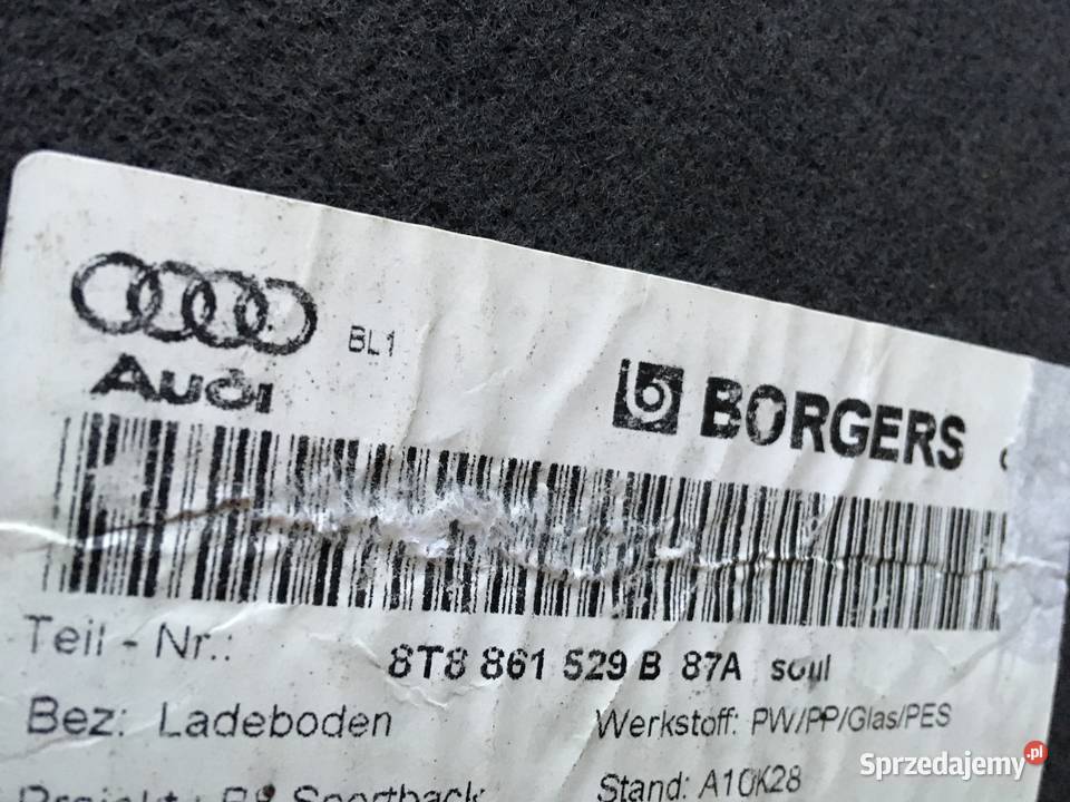 WYKŁADZINA BAGAŻNIKA AUDI A5 SPORTBACK zachodniopomorskie Szczecin