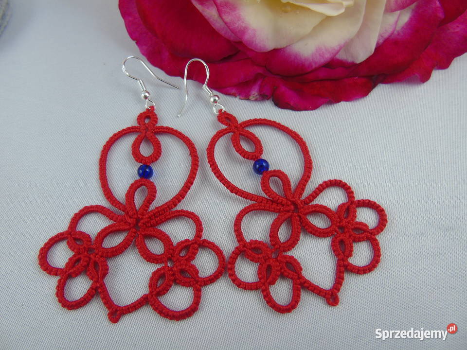 Kolczyki frywolitkowe różne wzory i kolory Wiśniowa sprzedam