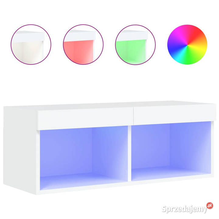 Szafka TV z oświetleniem LED biała 80x30x30
