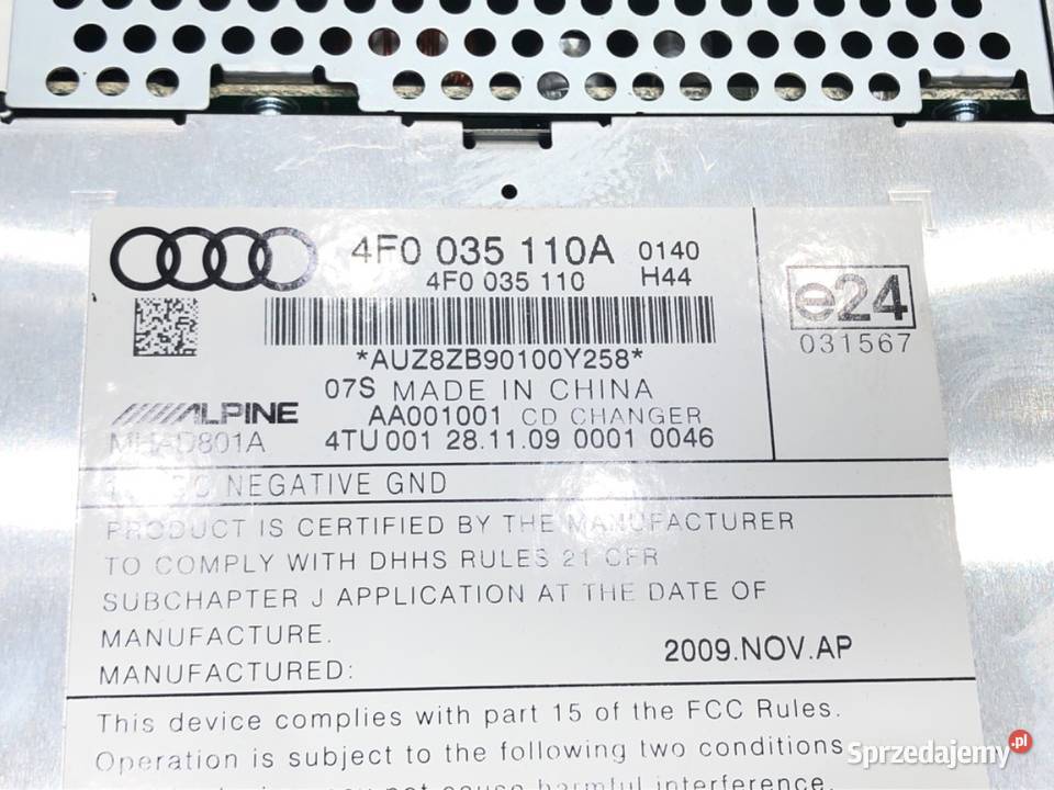ZMIENIARKA CD AUDI A6 C6 0411 4F0035110A NAPĘD podkarpackie sprzedam
