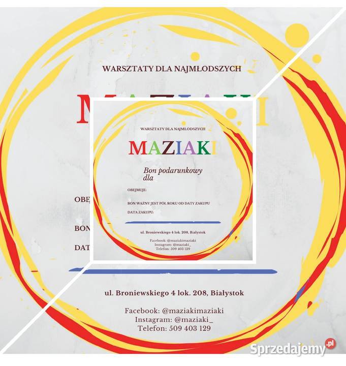 Bon podarunkowy karta voucher zajęcia dzieci Białystok