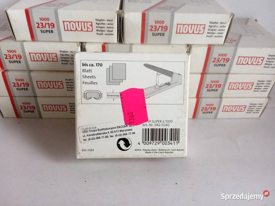 Zszywki do papieru Novus super 2319 nowe 12 op Bełchatów