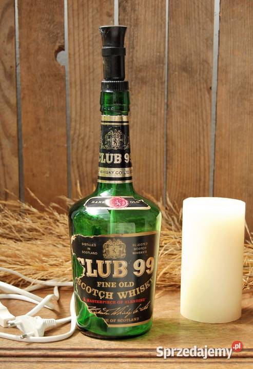 Lampa z butelki Whisky Club 99 stojąca vintage odcienie zieleni Lublin
