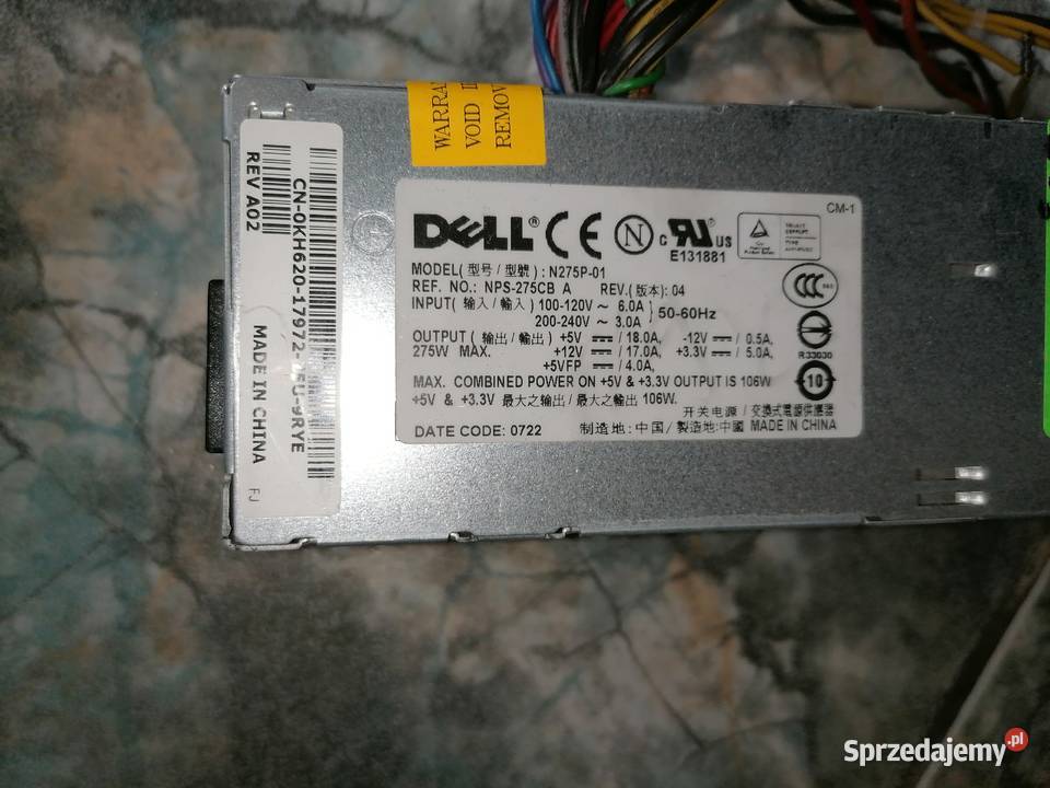 ZASILACZ DELL H275P01 Optiplex 740 745 755 275 Lublin