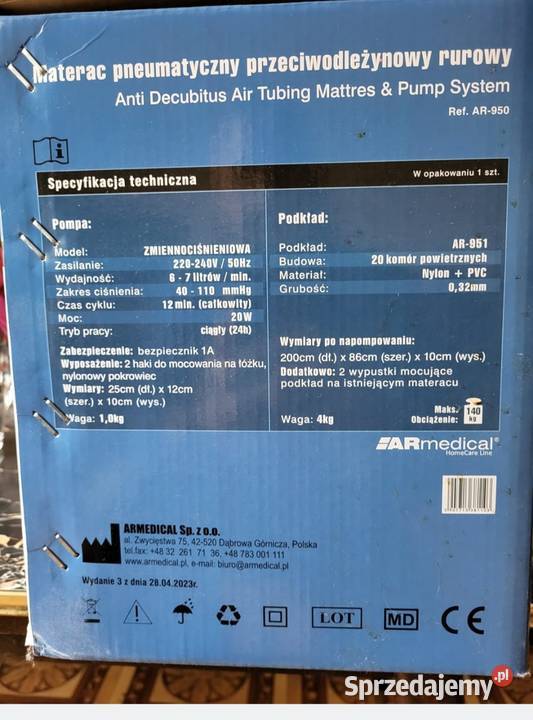 Materac przeciwodleżynowy pneumatyczny Legnica