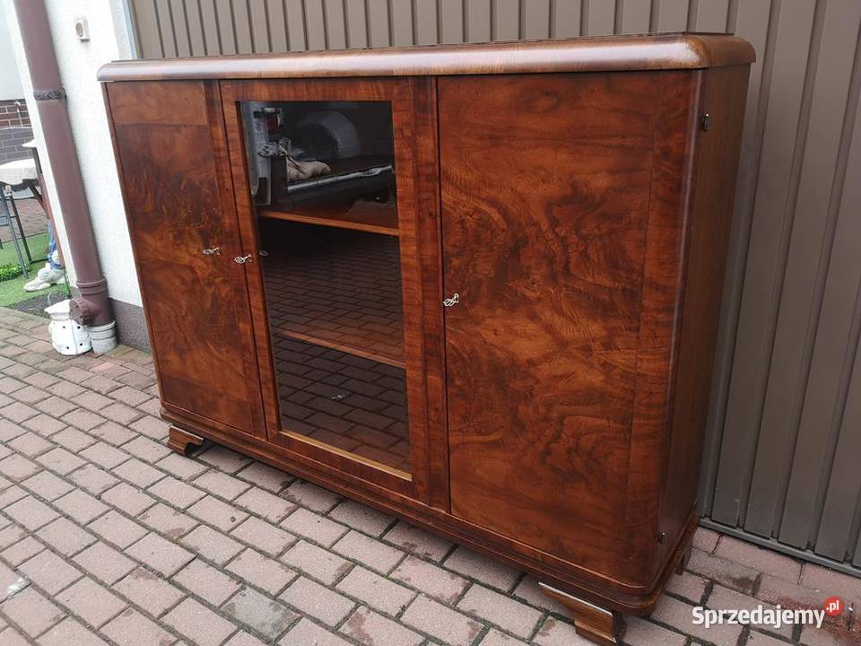 Biblioteka Witryna ARTDECO Orzech Zgrabna Stara Swarzędz