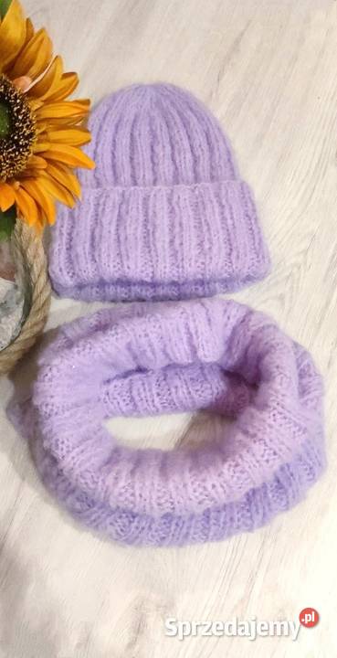 Komplet zimowy z delikatnej alpaki i merino Józefów sprzedam