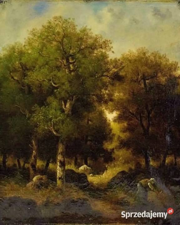 Park stary obraz olejny Kartuzy