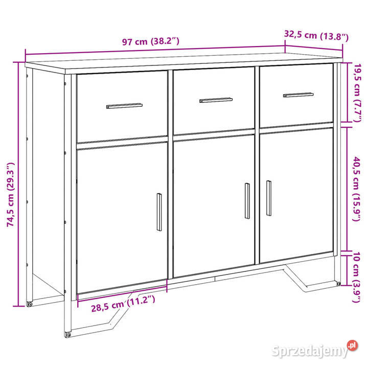Szafka dąb sonoma 97x325x745 materiał Warszawa