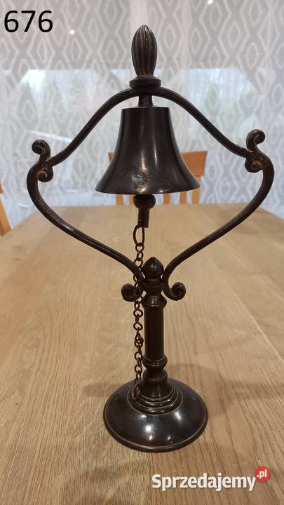 Dzwonek metalowy stojacy stołowy 676 brązowy Gawroniec