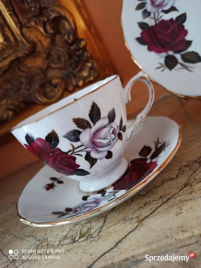 filiżanka z talerzykiem deserowym Colclough Made Porcelana i szkło Gdańsk