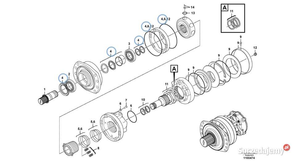 Zestaw naprawczy silnika obrotu Volvo wielkopolskie Gądki