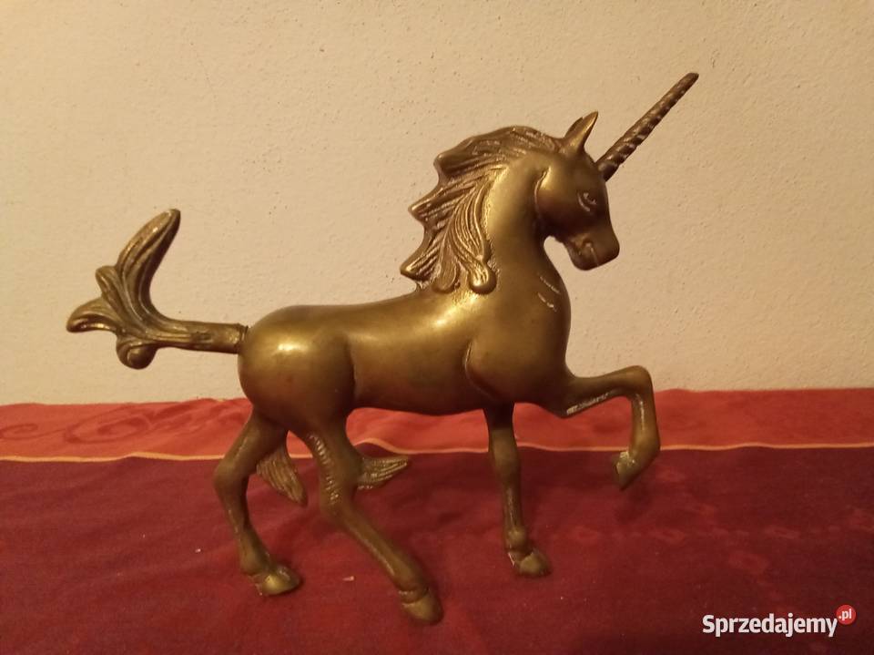 Jednorożec figurka mosiężna przycisk do papieru Warszawa