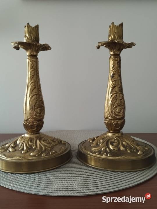 Piekne świeczniki świecznik 27 mosiądz 2 sztuki mazowieckie Warszawa