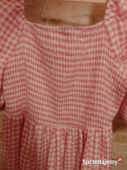 42XL Shein Długa sukienka letnia z biało różową krótki Kraków