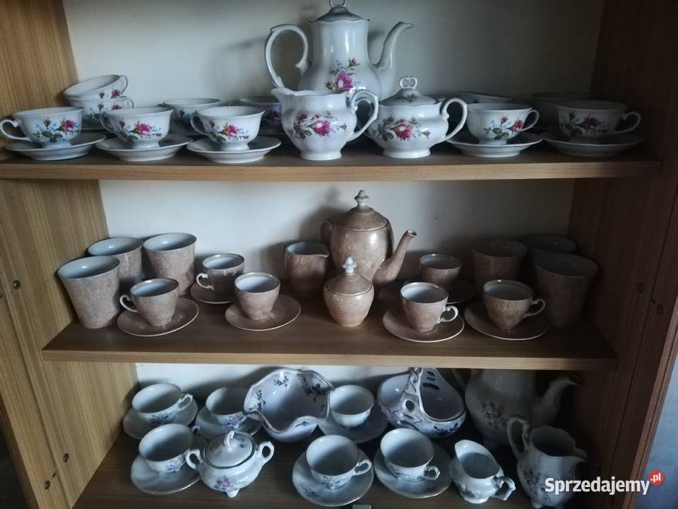 kawowe herbaciane zestawy nie popękane4 komplety Koluszki