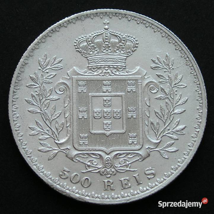 PORTUGALIA 500 REIS 1891 CARLOS I SREBRO Łódź sprzedam