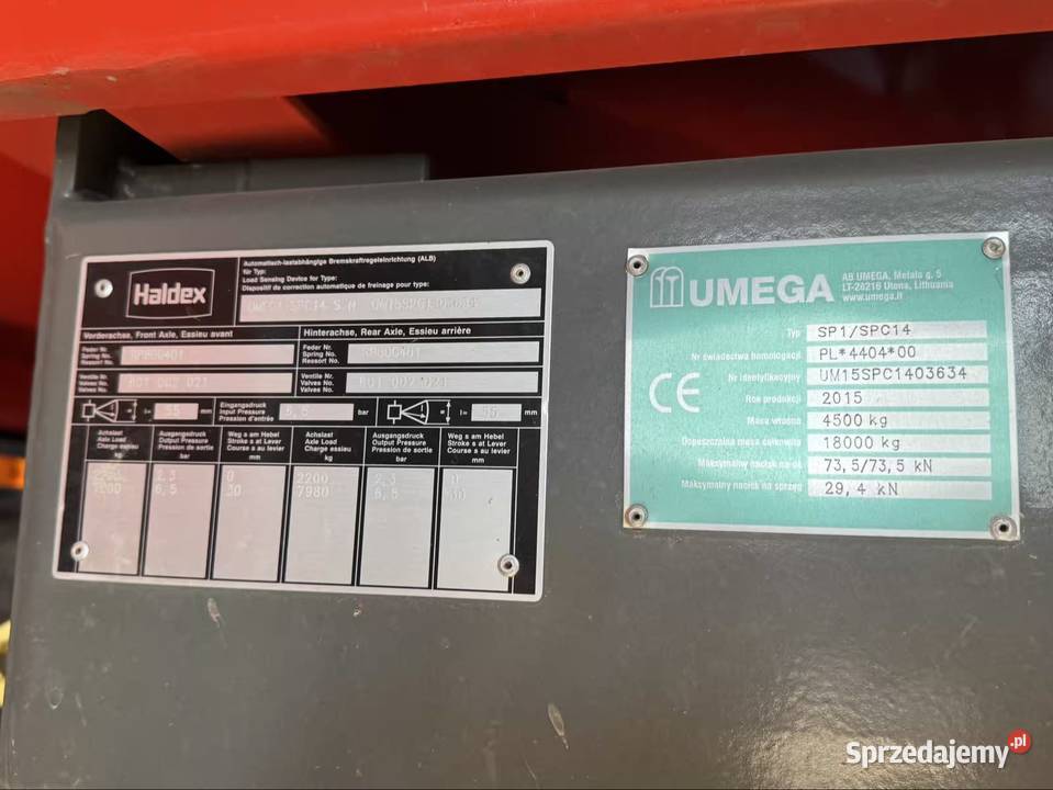 Przyczepa skorupowa 14T Umega SPC 14 tandem Pleszew