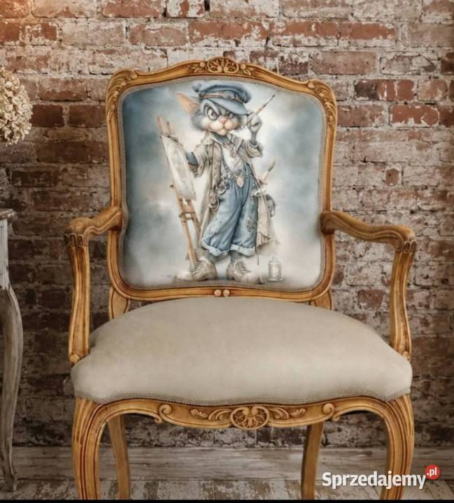 Eleganckie krzesło VintageRetro z motywem kotów Goleniów sprzedam
