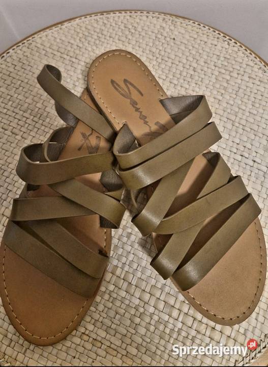 Klapki buty damskie Seven7 stan b paski khaki Lublin