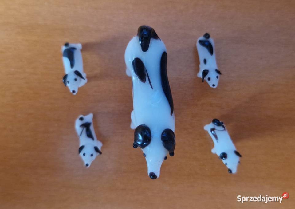 Szklane figurki psia mama z 4 pieskami mazowieckie Warszawa sprzedam