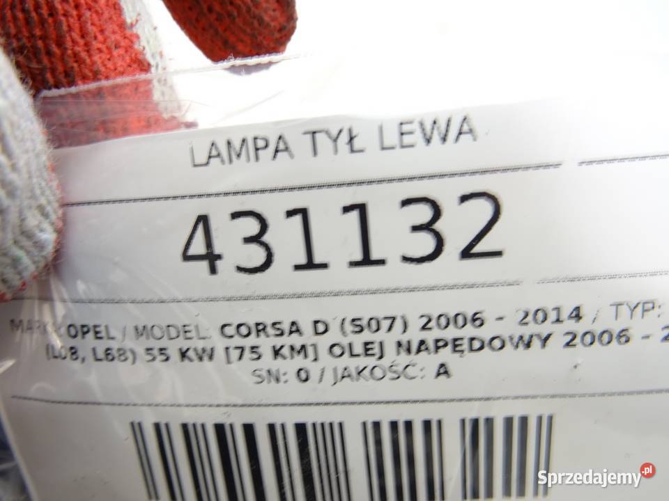 LAMPA TYŁ LEWA OPEL CORSA D 13186351 Hatchback osobowe podkarpackie