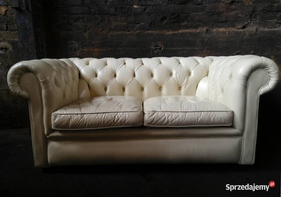 Stylowa elegancka sofa chesterfield skóra Wałbrzych