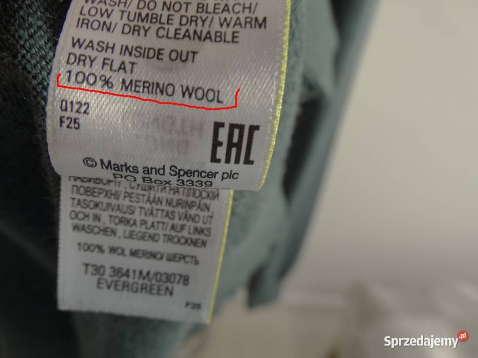 Sweter Męski Wełniany 100 Wełna Merino Fine Łomża