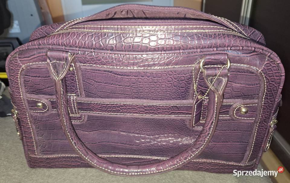 Elegancka torebka kuferek Clarks śliwkowa kroko Dla kobiet