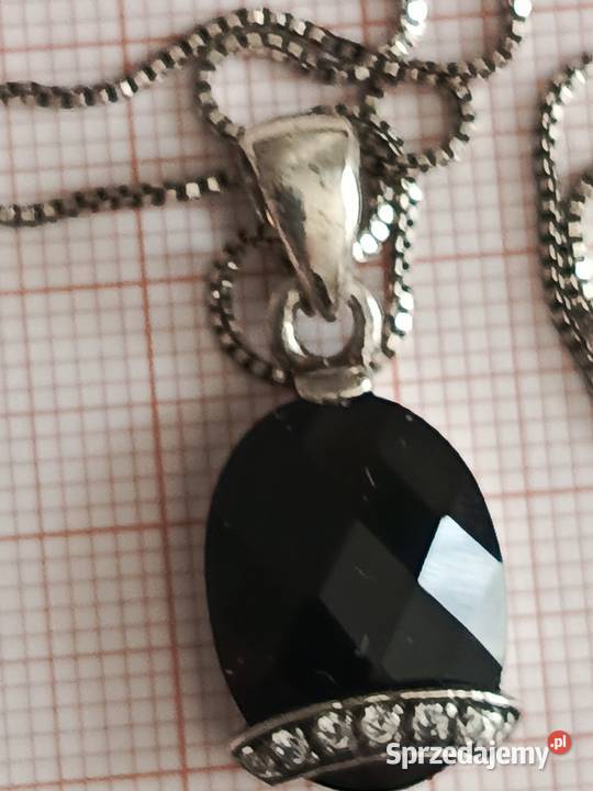 Naszyjnik czarny onyks cyrkonie Białystok