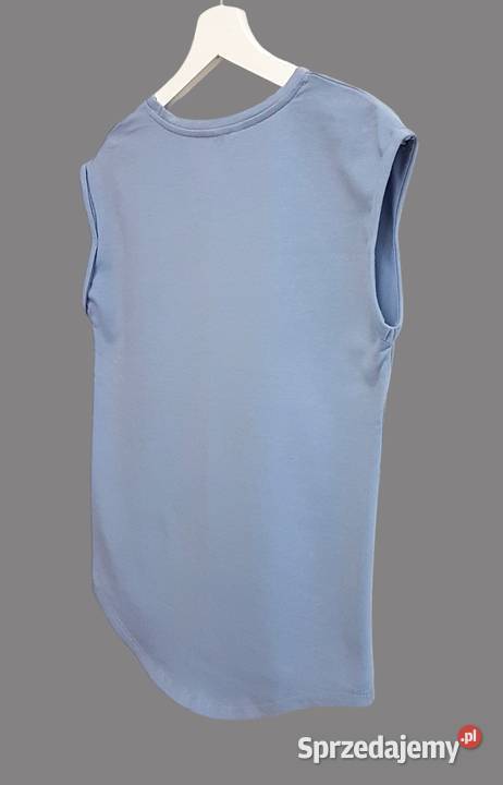 Damska bluzka bawełniana niebieska z krótkim