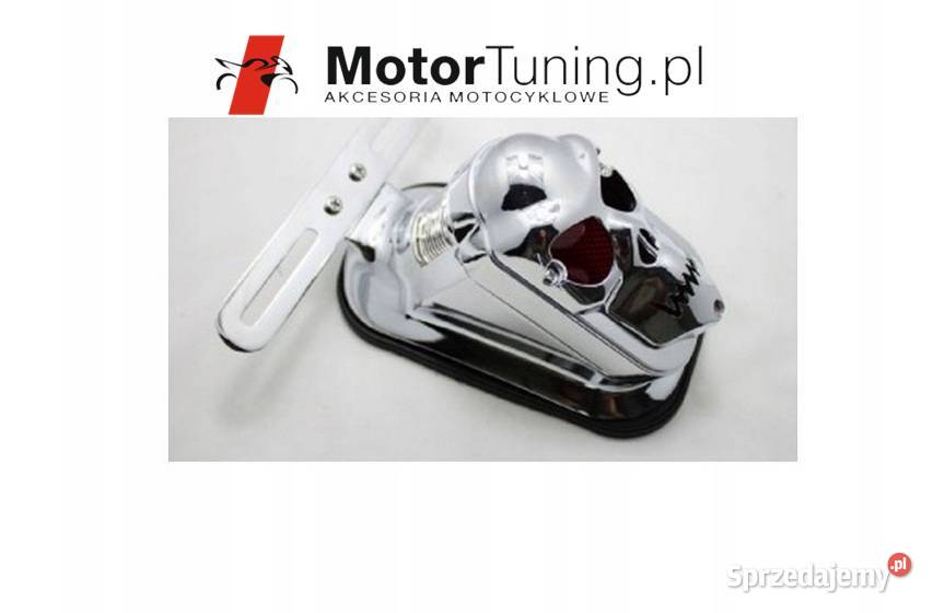 Lampa motocyklowa z metalu czaszka tył chopper Reflektory i halogeny Sosnowiec
