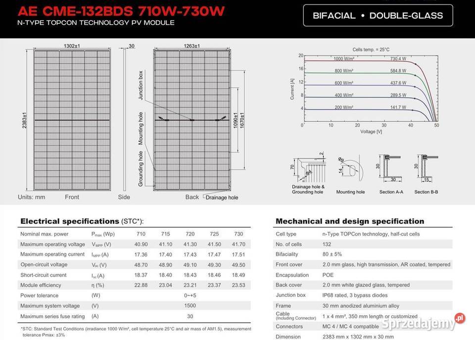Panel PV AESolar CME132BDS 720W N TopCon