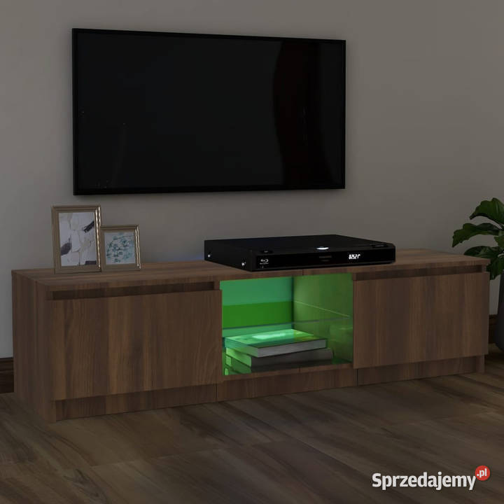 Szafka pod TV z LED brązowy dąb 120x30x355 Warszawa